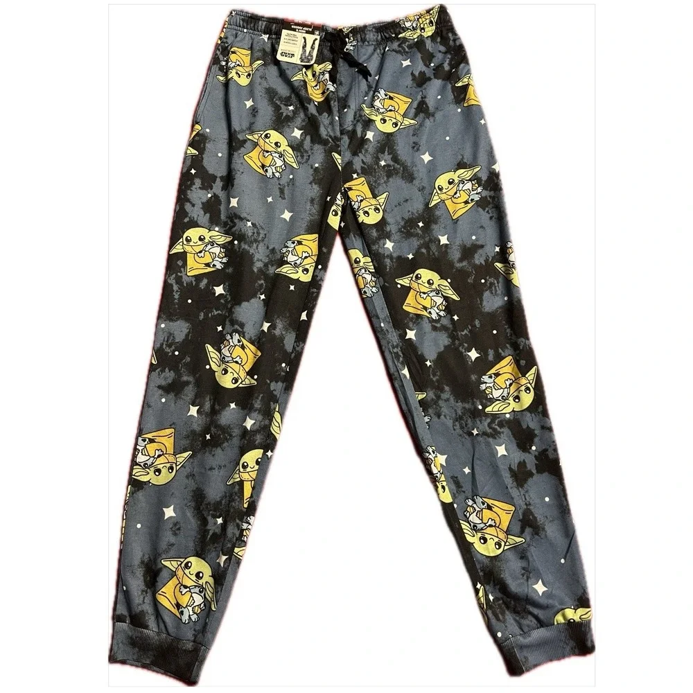 Star Wars Mandalorian Sleep Jogger Men Small Blue Baby‎ Yoda NWT Tie Dye Pajamas
